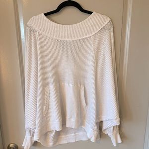 LARGE free people waffle sweater in white